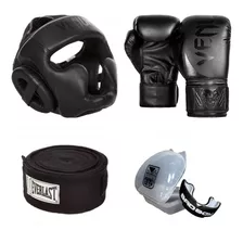 Kit De Boxeo:guantes +cabezal+vendas.gratis Bucal Y Entrega 