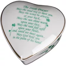 Joyero De Corazón De Porcelana Blanca Con Oración Irlandesa