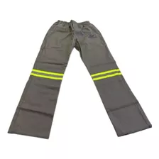 Calça Eletricista Cinza Nr10 Com Refletivo Amarelo E Prata