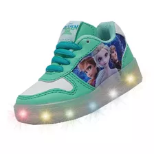 Tenis Infantil Luces Led Impacto 15/17 Frozen Tema Menta Els