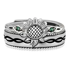 Par Anillos Novios Promesa Plata Ley 925 Girasol A500 Novios