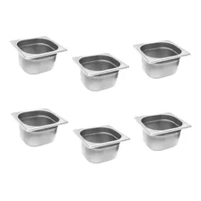 Kit 6 Cubas Gastro Inox Gn 1/6x100mm 1,5 Lts Originais Zahav