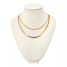 Choker Cordão Baiano + Colar Laminada Banhado A Ouro 18k 