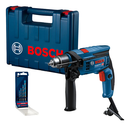Kit Taladro Percutor Bosch Gsb 13 Re Maletin 750w +  Mechas Azul 50 Hz/ 60 Hz