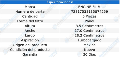 Kit 5 Filtros De Aire 9-2x H4 2.5l De 2005 A 2006 Engine Fil Foto 2