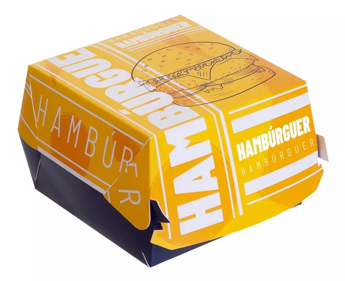 Caixa Embalagem Caixinhas Hambúrguer Pacote C/ 100 Pçs