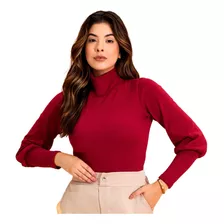 Blusa Gola Alta Lanzinha Tricot Manga Bufante Chacharrel 