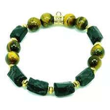 Pulsera Ojo De Tigre Y Turmalina Negra Mod L63 Trc25