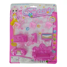 Kit Sala De Estar Rosa Brinquedo Infantil Com 8 Peças