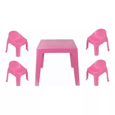 Set X4 Sillas Y Mesa Infantil Para Niños Combo Sillita Mesa