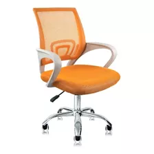 Cadeira De Escritório Cromada Fortt Lisboa Laranja -csf02-lj Material Do Estofamento Tecido/mesh