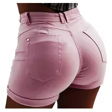 Pantalones Cortos Elásticos De Cintura Alta Para Mujer