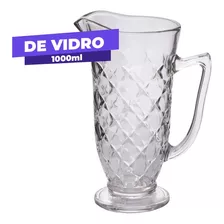 Jarra De Água De Vidro 1 Litro Ideal P/ Geladeira Suco