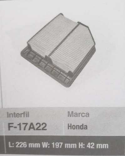 Filtro De Aire Interfil Honda Civic 1.8  06-11 17 F-17a22 Foto 8