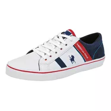 Tenis Casuales Caballero Blanco Marino Rojo 064-049