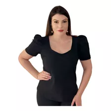 Blusa Plus Size Feminina Manga Bufante Princesa Algodão