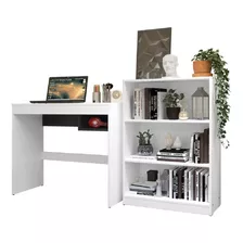 Mueble Escritorio Pc Madesa + Estante Librero Organizador Color Blanco