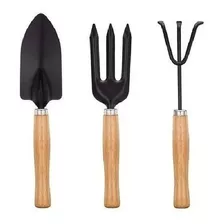 Set De Jardinería De 3 Piezas Pala Rastrillo Removedor Negro