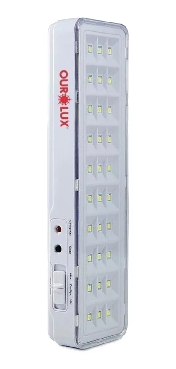 Luminária De Emergência Ourolux 01987 Led Com Bateria Recarregável 2 W 100v/240v Branca