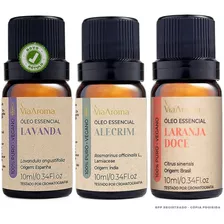 Kit 3 Óleo Essencial Lavanda Alecrim Laranja Doce 100% Puro