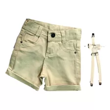 Bermuda Short Jeans Com Suspensório Infantil Menino Bebê