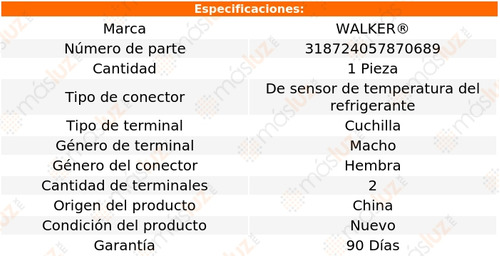 1- Conector Sensor Cts Defender 90 8 Cil 3.9l 1995 Walker Foto 3