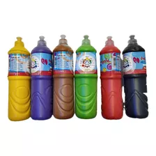 10 Temperas Botella 750ml Jardin Escuela Varios Colores 