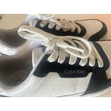 Zapatillas Calvin Klein Cuero Blanco Y Negro