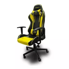 Silla De Escritorio Ocelot Ogs-02 Gamer Ergonómica Negra Y Amarilla Con Tapizado De Cuero Sintético