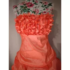 Vestido Fiesta Strapples, Talla L, Color Coral 