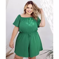 Macaquinho Plus Size Vestido Feminino Duna Soltinho C/ Forro