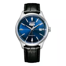 Reloj Citizen Automatic Nh839020l Hombre Color De La Malla Negro Color Del Bisel Plateado Color Del Fondo Azul