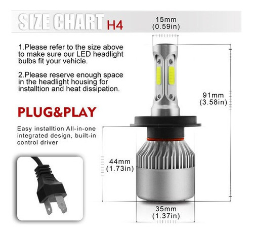 Para Kia Rio 2012-2020 S2 Led Foco Kit H4/9003 9006 Foto 6