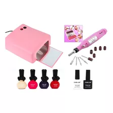 Kit Cabina Uv. Uñas Gelificadas. Con Torno Y Esmaltes.