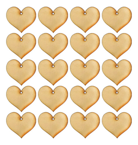 Forma De Corazon Con Agujerito Para Llavero Mdf De 5cm X50 Marrón Claro