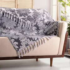 Manta Para Sofá Jacquard Medalhão Várias Cores 2,20m X 1,40m Cor 74 - Cinza E Preto