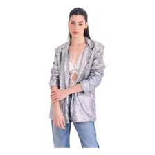 Saco Blazer Lentejuelas Plata