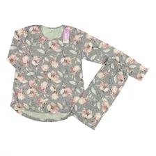 Pijama Invierno Mujer Manga Larga Flores Kiero 9232