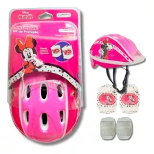 Kit Protecao Infantil Menina Minnie Capacete Rosa