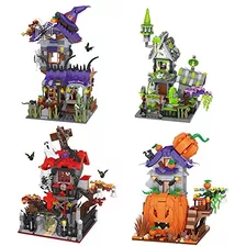 Set De Construcción Mini Ladrillos Halloween, 4 Modelo...