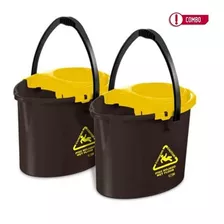 Combo 2 X 1 Balde Con Escurridor 12 Lt Negro Amarillo Estra Color Negro / Amarillo