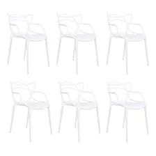 Cadeira De Jantar Elidy Allegra, Estrutura De Cor Branco, 6 Unidades