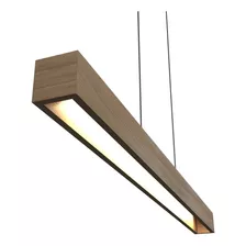 Luminaria Pendente Retangular Lustre Laminado De Madeira