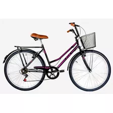 Bike Retro Aro 26 Passeio Feminina Com Marcha Com Cesta