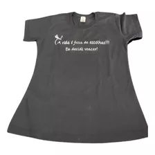 Camiseta Fly More Vida Fem. , Lisa, Com Frase Inspiradora