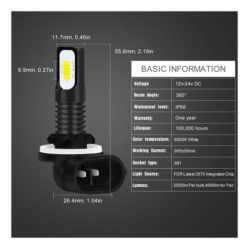 Kit De Focos Led H7 881 De Luz Alta/baja 14000 Lm Para Kia Foto 9