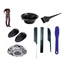 Kit Set Tintura/color/peluqueria/bowl+pincel+gorro+delantal