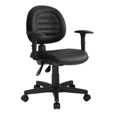 Cadeira Ergonomica Giratoria Escritorio Costura Couro Preto