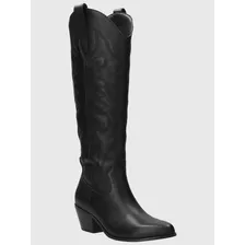 Bota Vaquera Cuero Mujer Webber Negro Hush Puppies