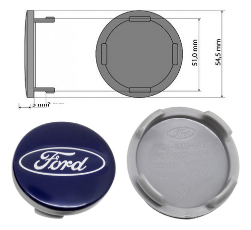 Emblema Tapa Rin X1 54mm Compatible Ford Fiesta 2011-2023 Foto 2